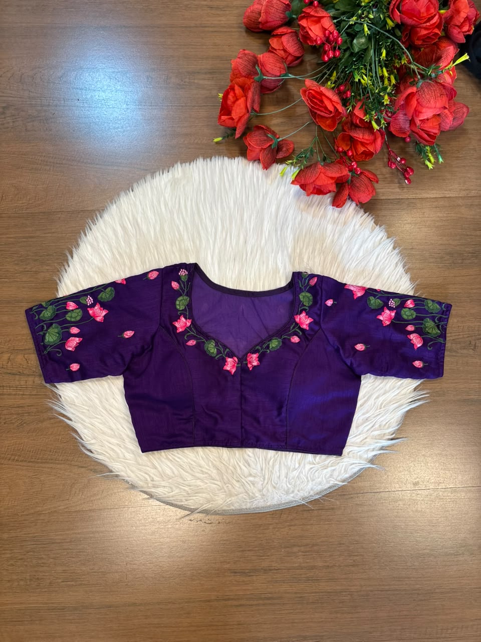 Lotus Majesty Vichitra Silk Blouse