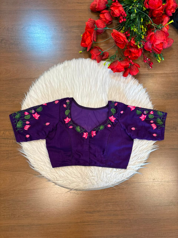 Lotus Majesty Vichitra Silk Blouse