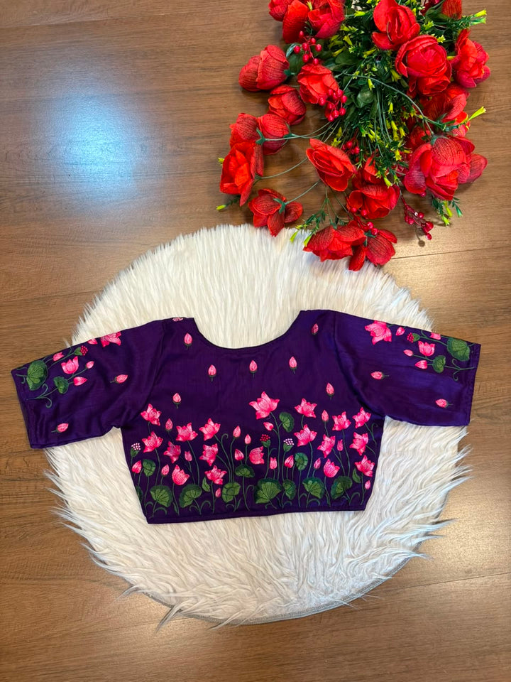 Lotus Majesty Vichitra Silk Blouse