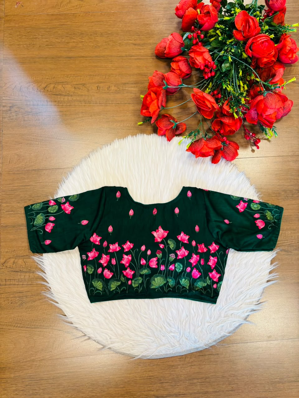 Lotus Majesty Vichitra Silk Blouse
