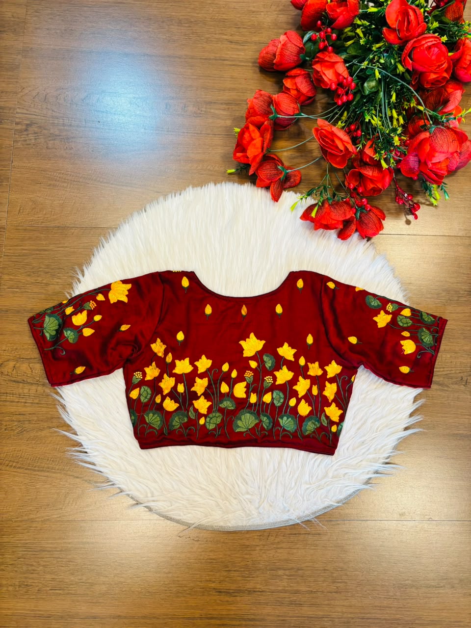 Lotus Majesty Vichitra Silk Blouse