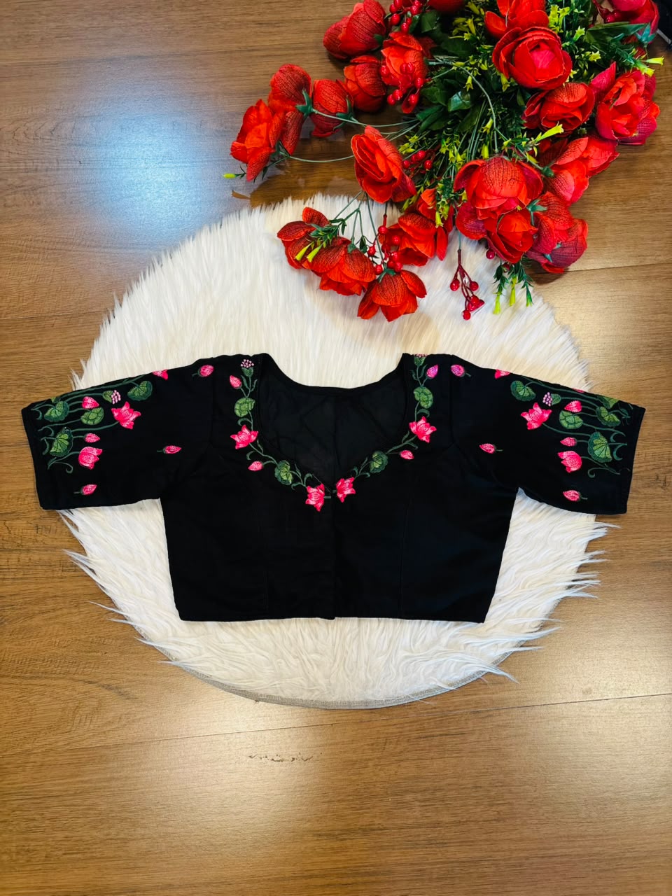 Lotus Majesty Vichitra Silk Blouse