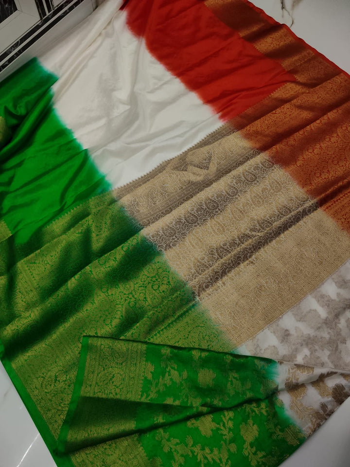 Swarna Tiranga Banarasi Warm Soft Silk Saree