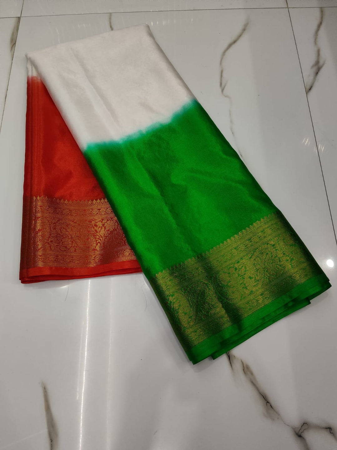 Swarna Tiranga Banarasi Warm Soft Silk Saree