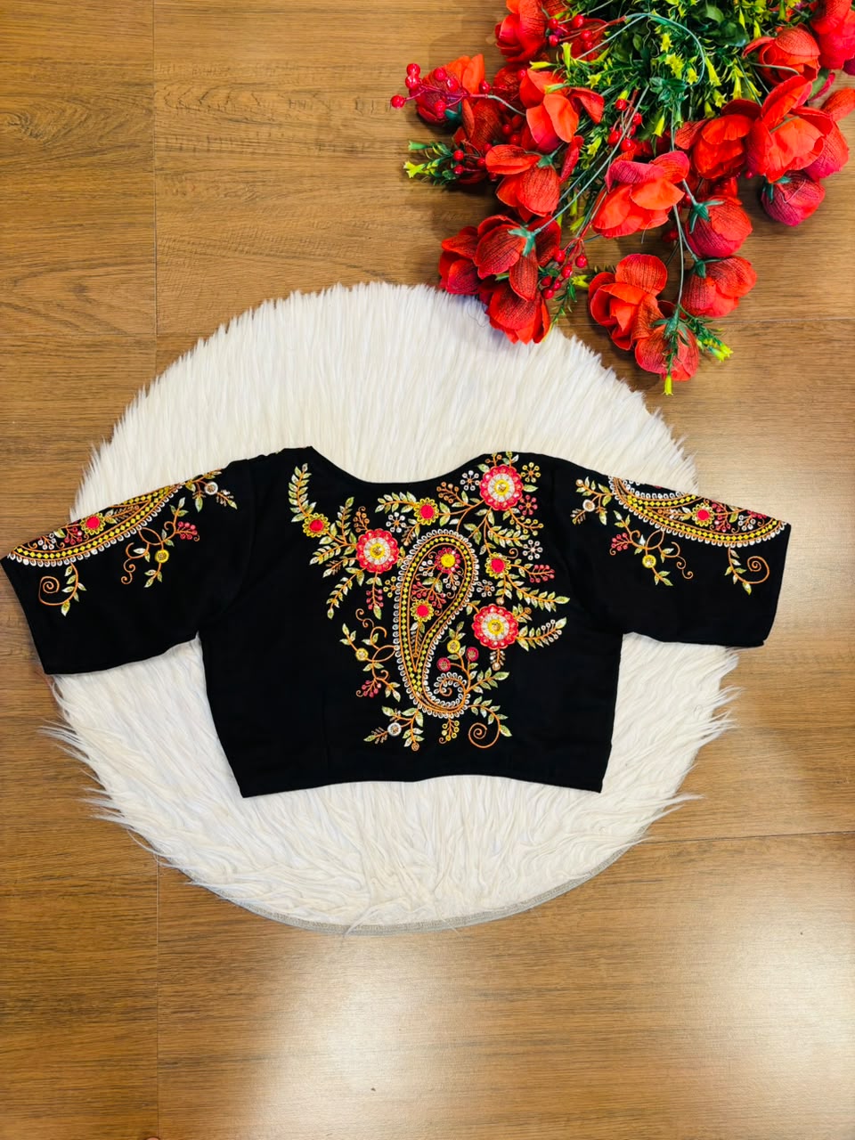 Festive Paisley Vichitra Silk Blouse