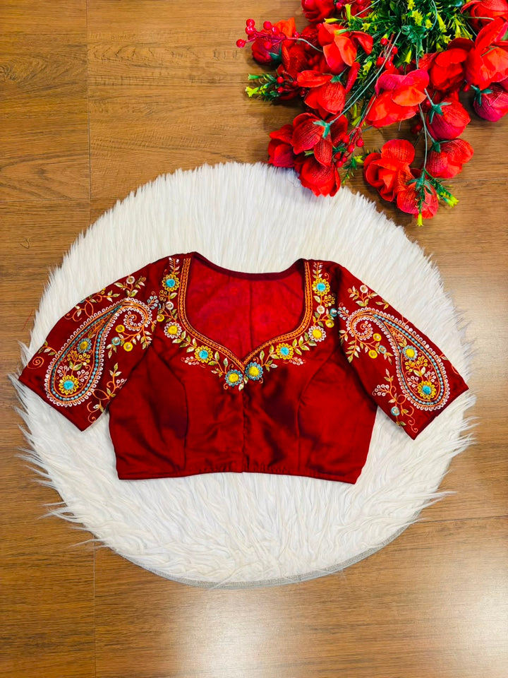 Festive Paisley Vichitra Silk Blouse