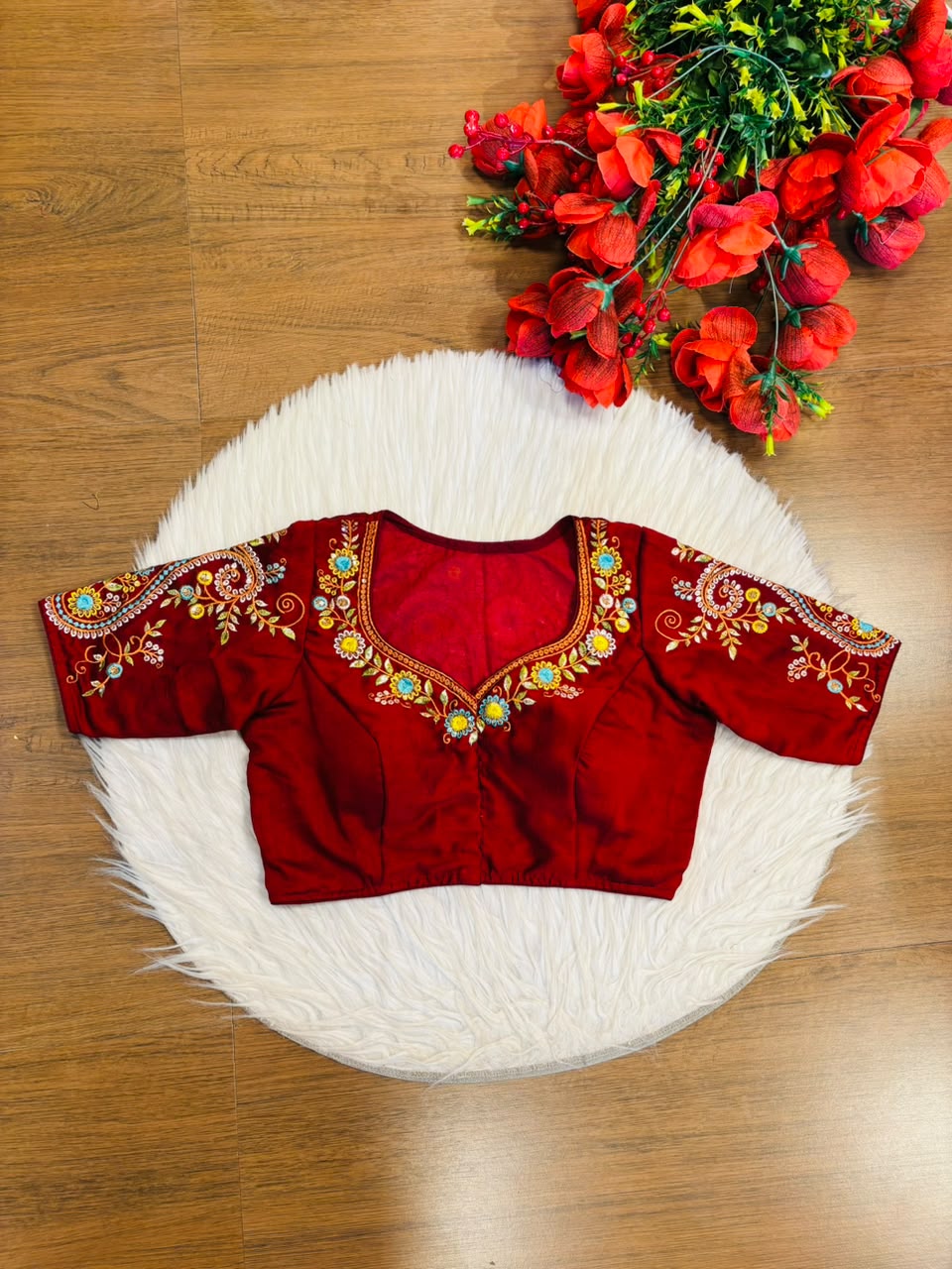 Festive Paisley Vichitra Silk Blouse