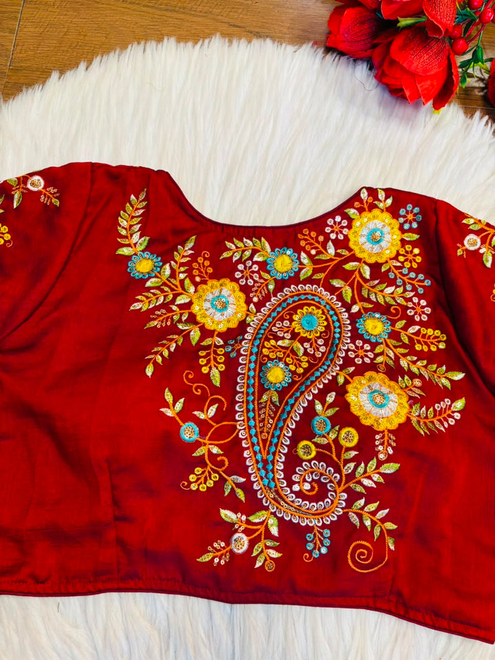 Festive Paisley Vichitra Silk Blouse
