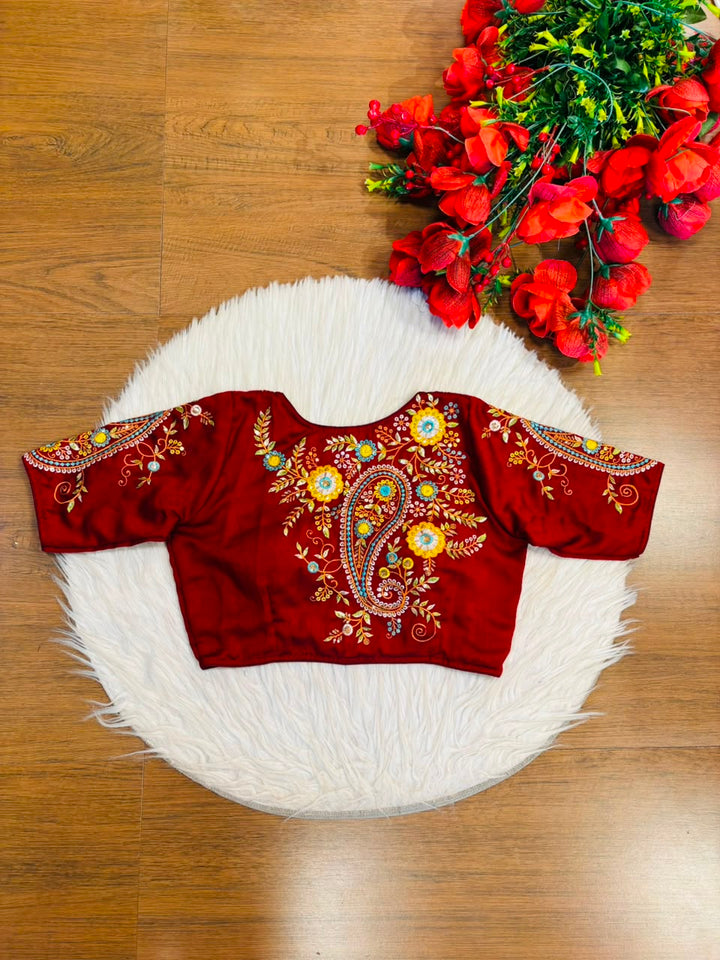 Festive Paisley Vichitra Silk Blouse