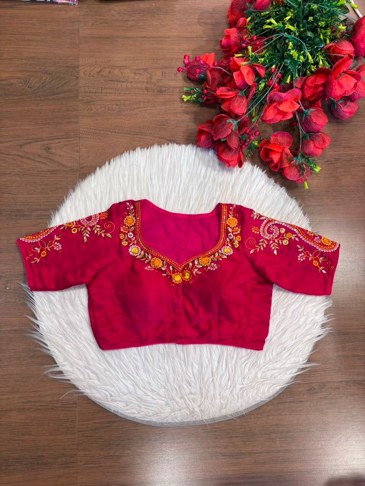 Festive Paisley Vichitra Silk Blouse