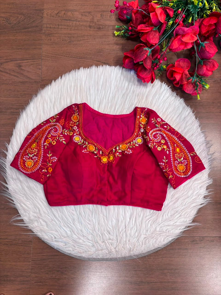 Festive Paisley Vichitra Silk Blouse
