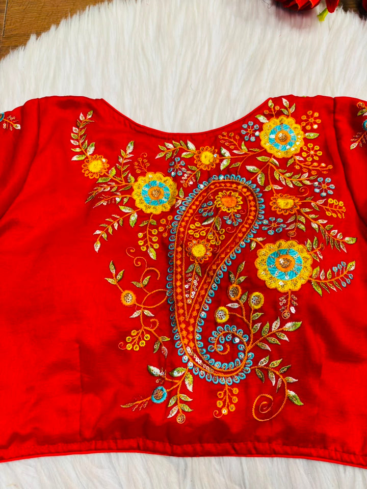 Festive Paisley Vichitra Silk Blouse