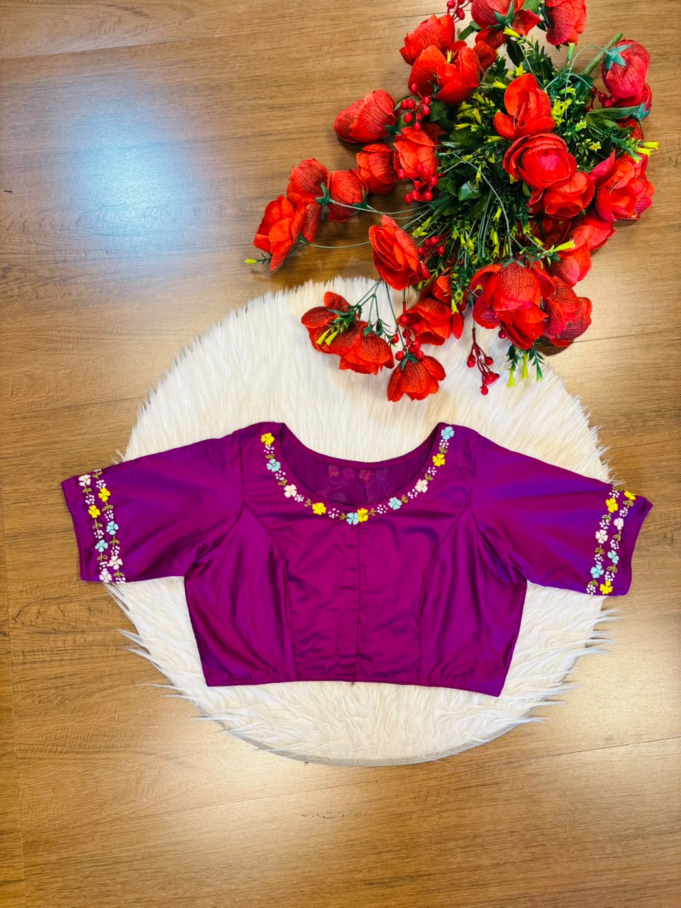 Wildflower Wreath Handstitched Designer Blouse