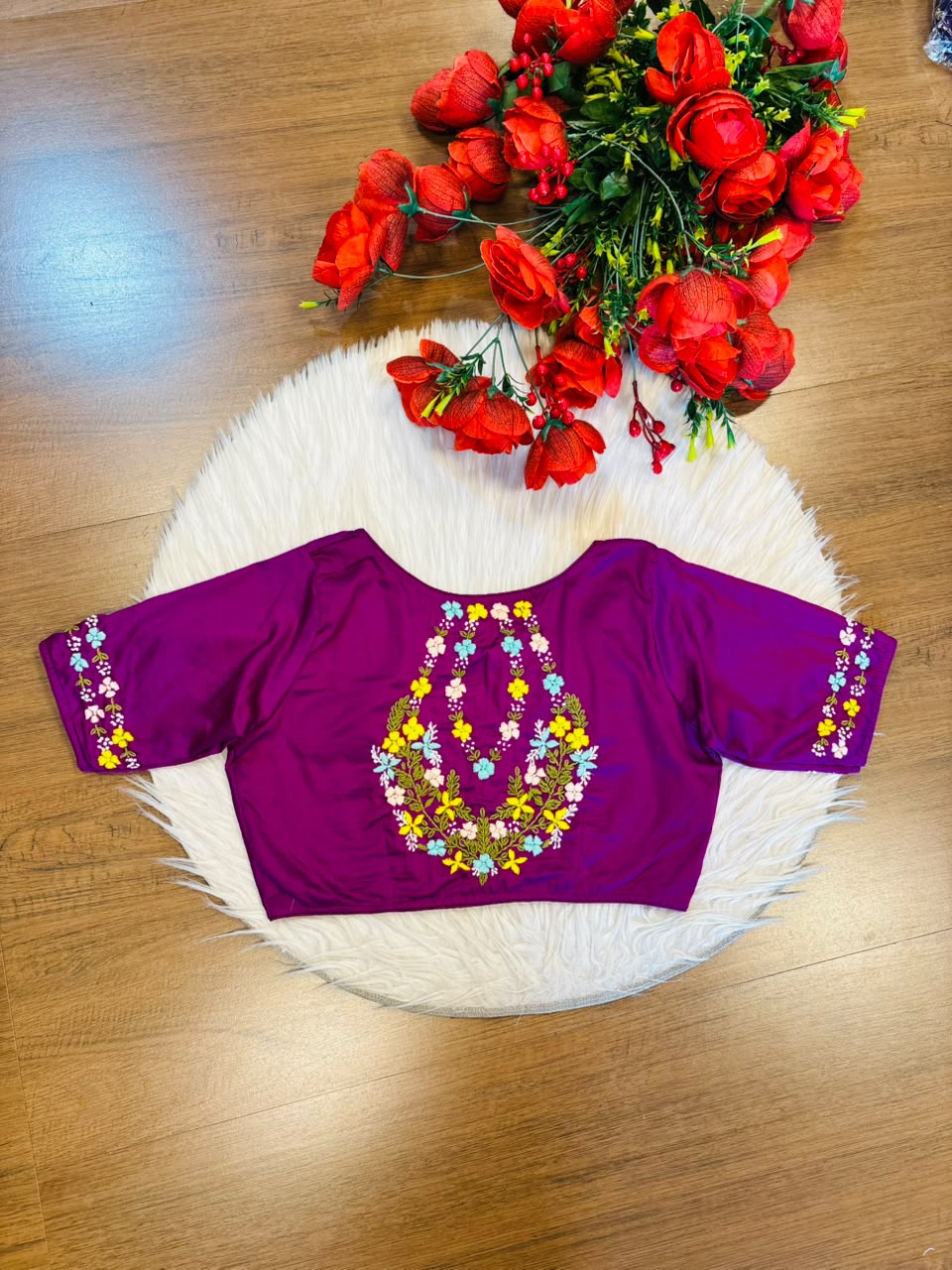 Wildflower Wreath Handstitched Designer Blouse