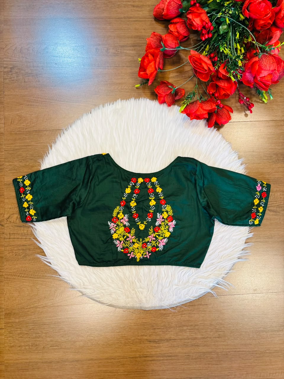 Wildflower Wreath Handstitched Designer Blouse
