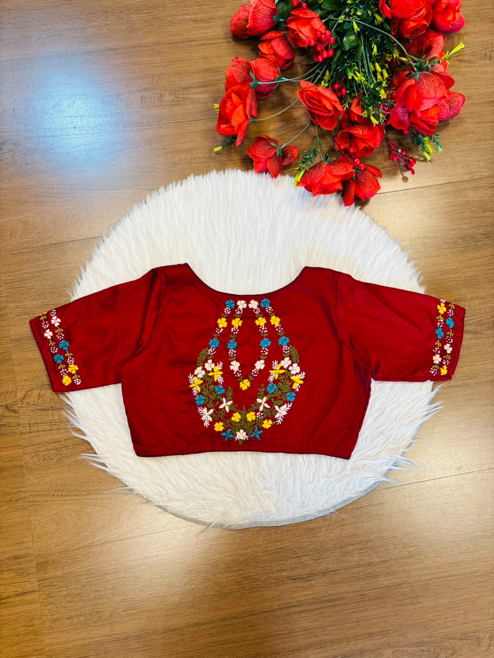 Wildflower Wreath Handstitched Designer Blouse
