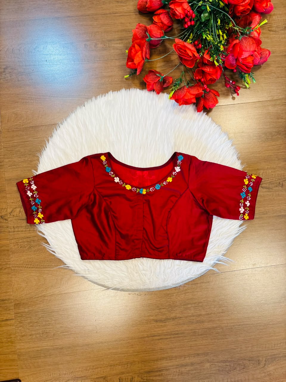 Wildflower Wreath Handstitched Designer Blouse