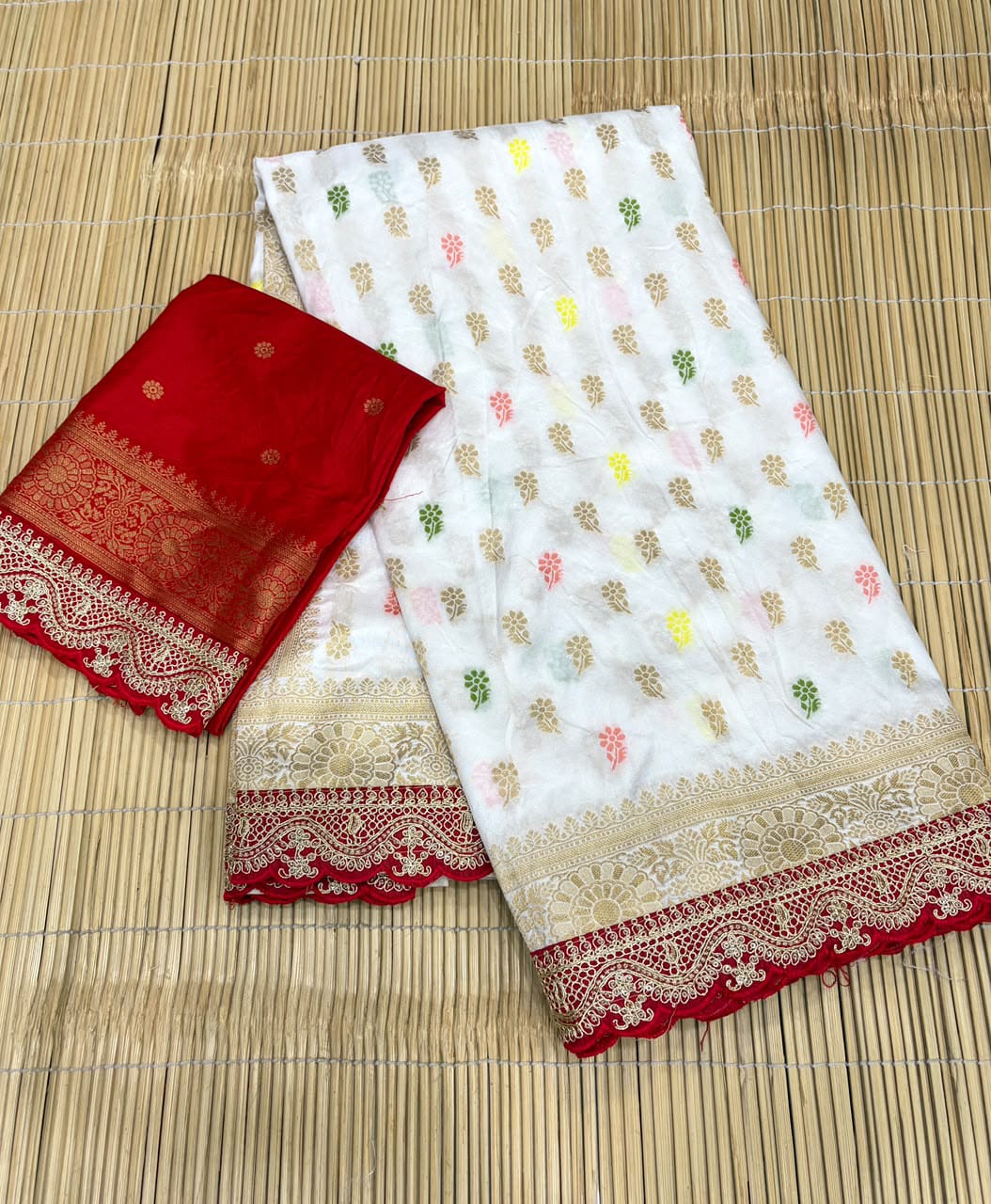 Rajrani Khaddi Georgette Designer Saree with Scallop Border