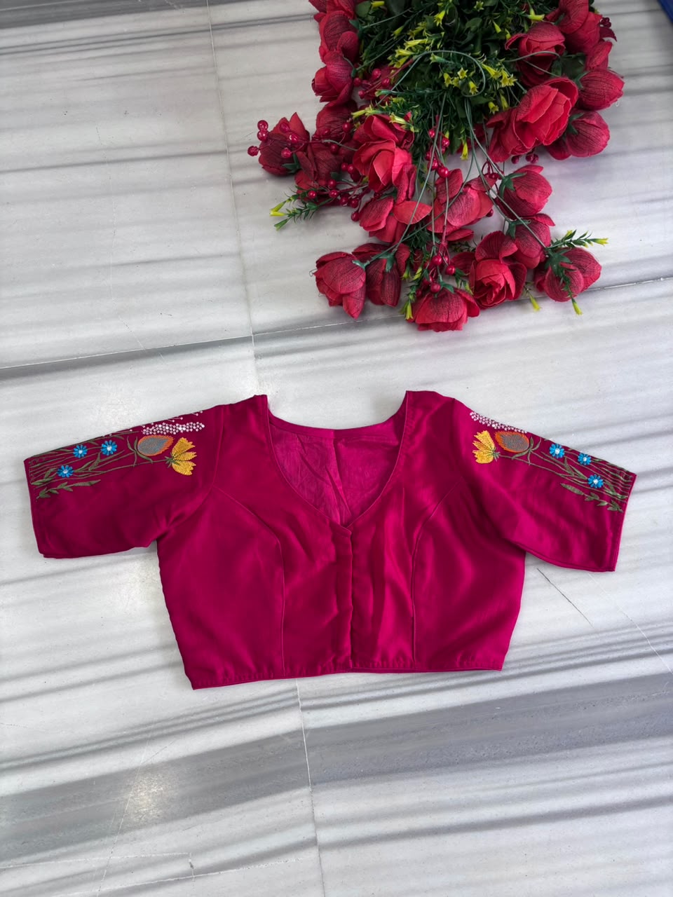 Gilded Garden Vichitra Silk Blouse