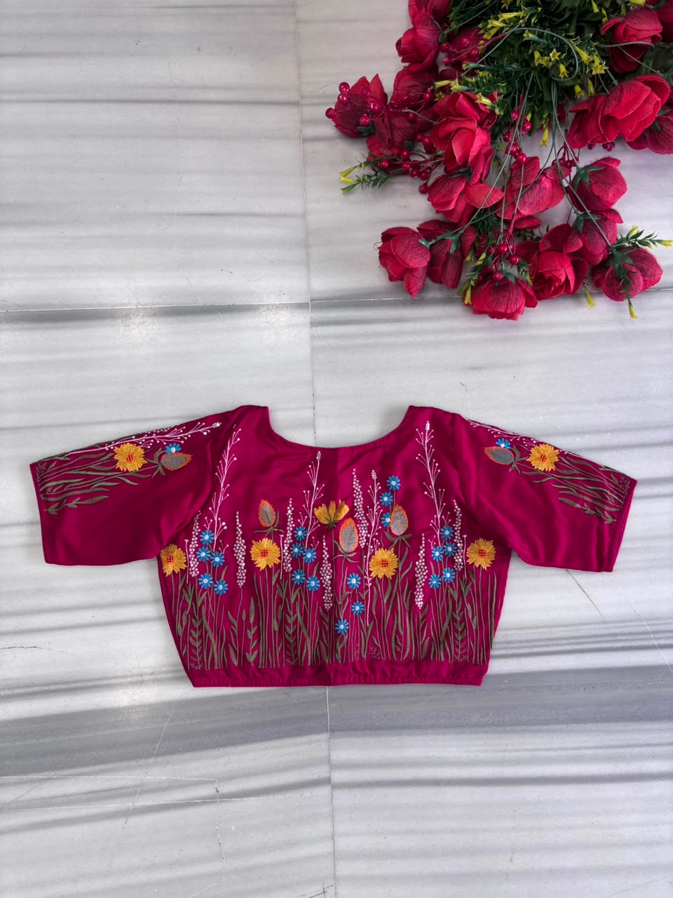 Gilded Garden Vichitra Silk Blouse