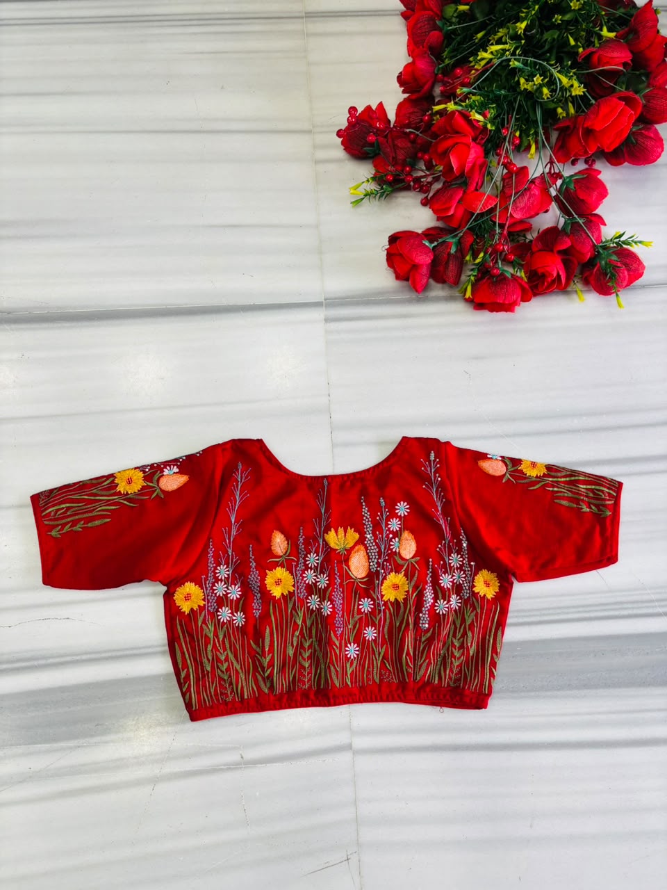 Gilded Garden Vichitra Silk Blouse