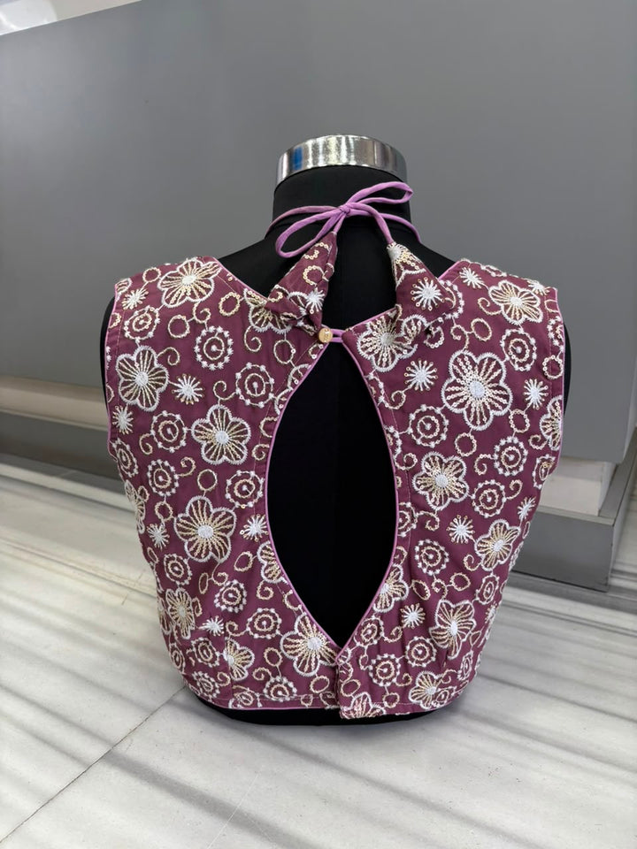 The Glam Edit Vichitra Silk Embroidered Blouse