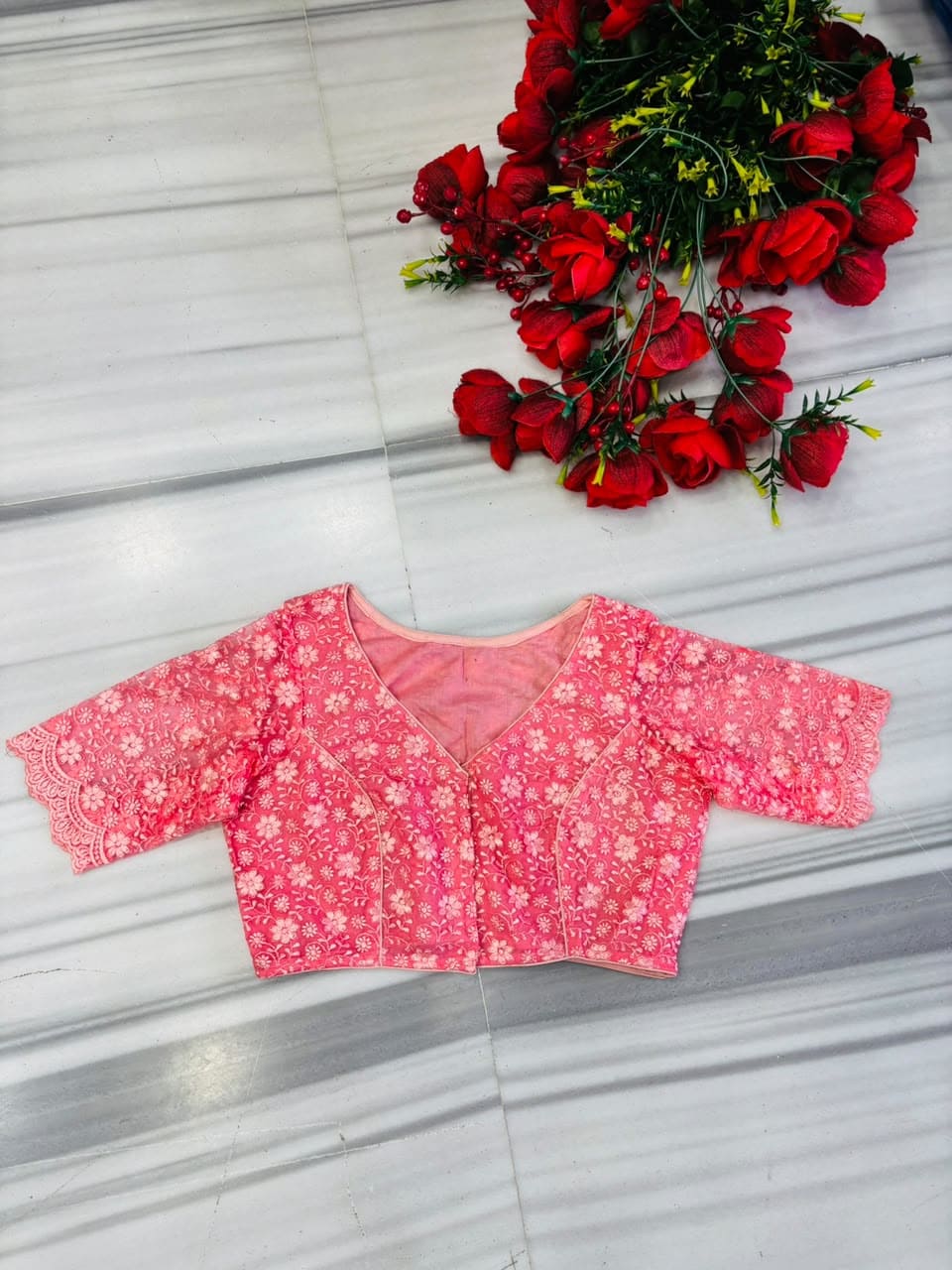 Magnificent Bloom Heritage Net Chikankari Blouse