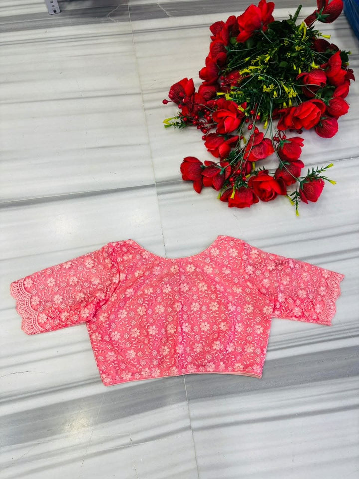 Magnificent Bloom Heritage Net Chikankari Blouse