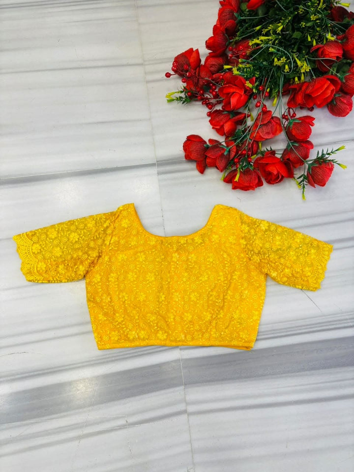 Enchanted Bloom Heritage Net Chikankari Blouse