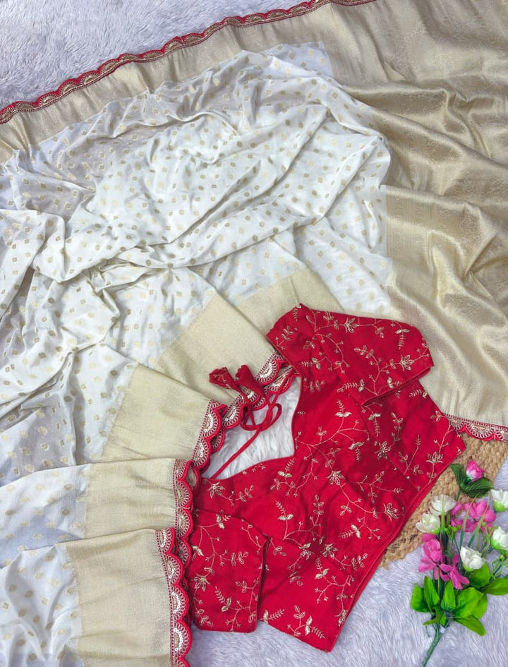 Ruhani Khaddi Georgette Designer Saree with Scallop Border