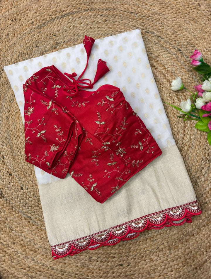 Ruhani Khaddi Georgette Designer Saree with Scallop Border