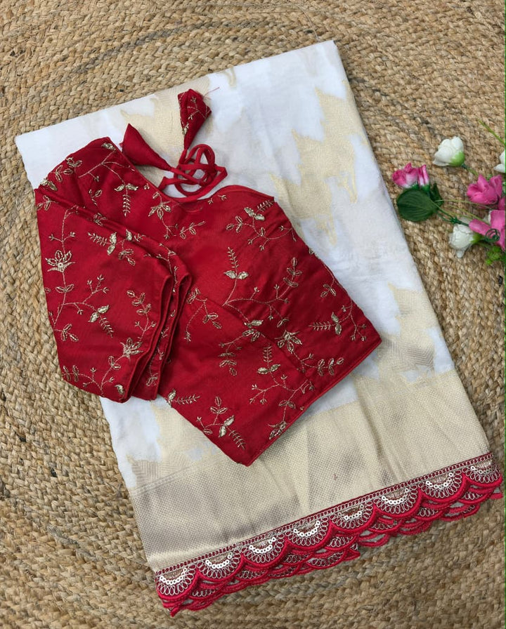 Ruhani Khaddi Georgette Designer Saree with Scallop Border
