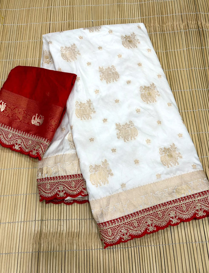 Rajrani Khaddi Georgette Designer Saree with Scallop Border