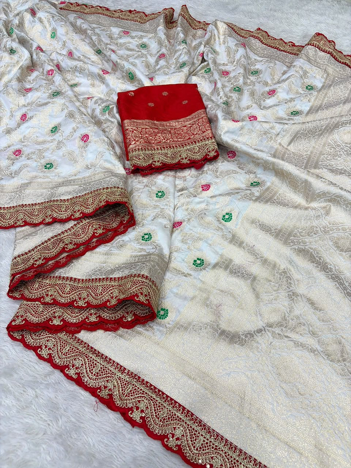 Rajrani Khaddi Georgette Designer Saree with Scallop Border