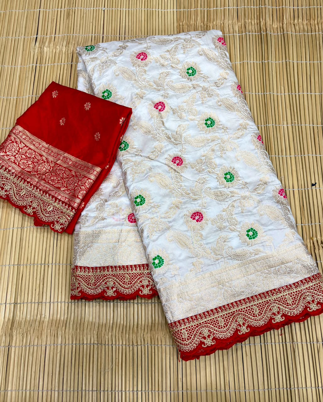 Rajrani Khaddi Georgette Designer Saree with Scallop Border