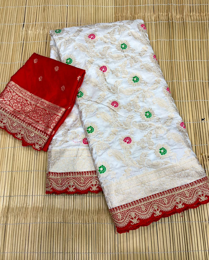 Rajrani Khaddi Georgette Designer Saree with Scallop Border
