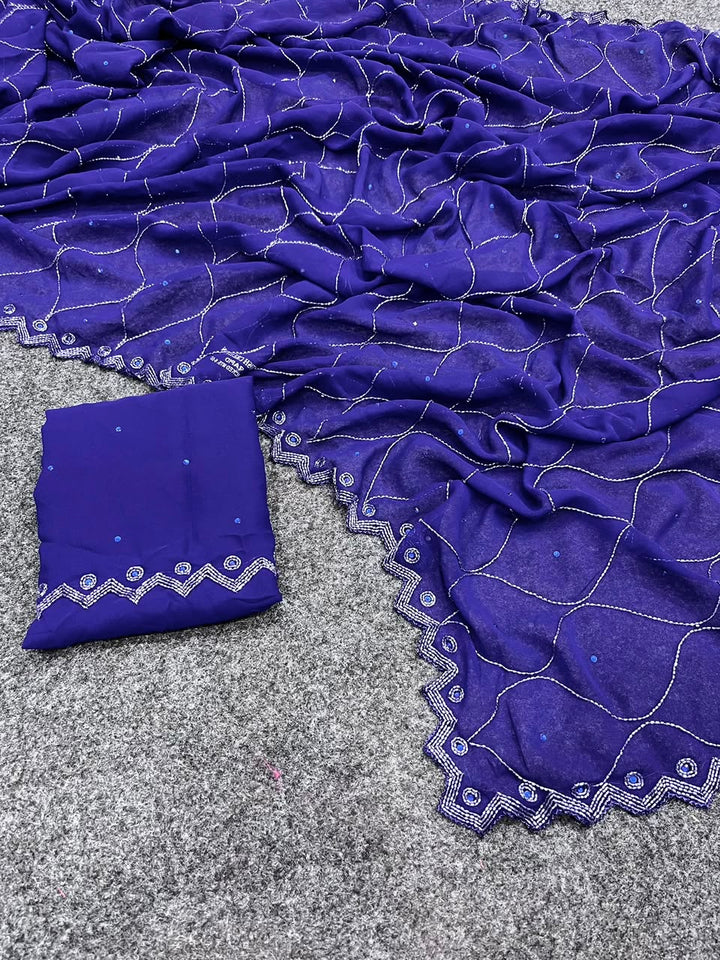 Neelambari Jaal Handwork Saree