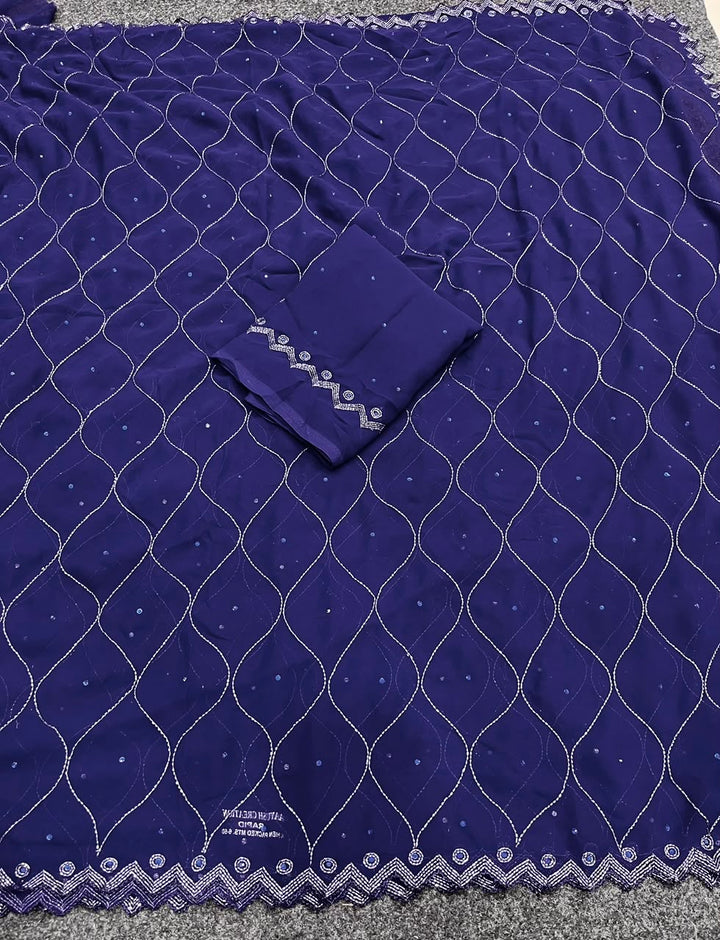 Neelambari Jaal Handwork Saree