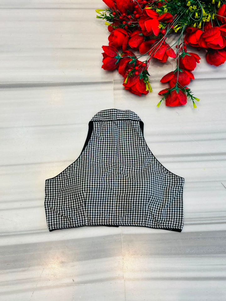 Spectrum Grace Checked Halter Neck Designer Blouse