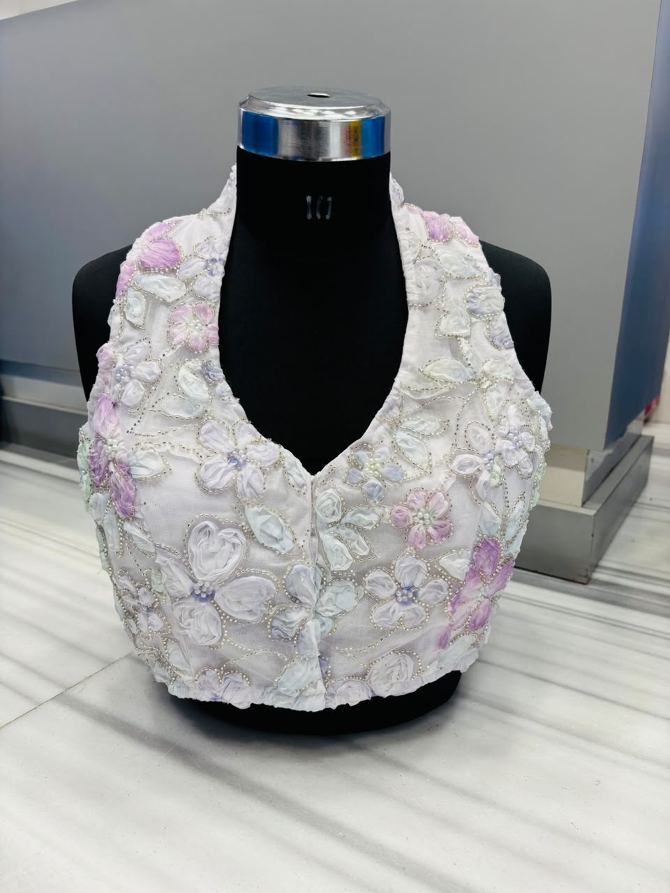 Garden of Pearls Designer Blouse With Ribbon Katdana work