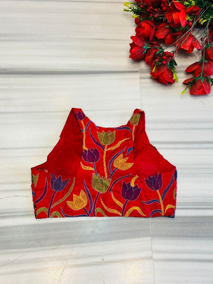 Miss Kantha Energy – Multicolor Kantha Stitch Halter Neck Blouse