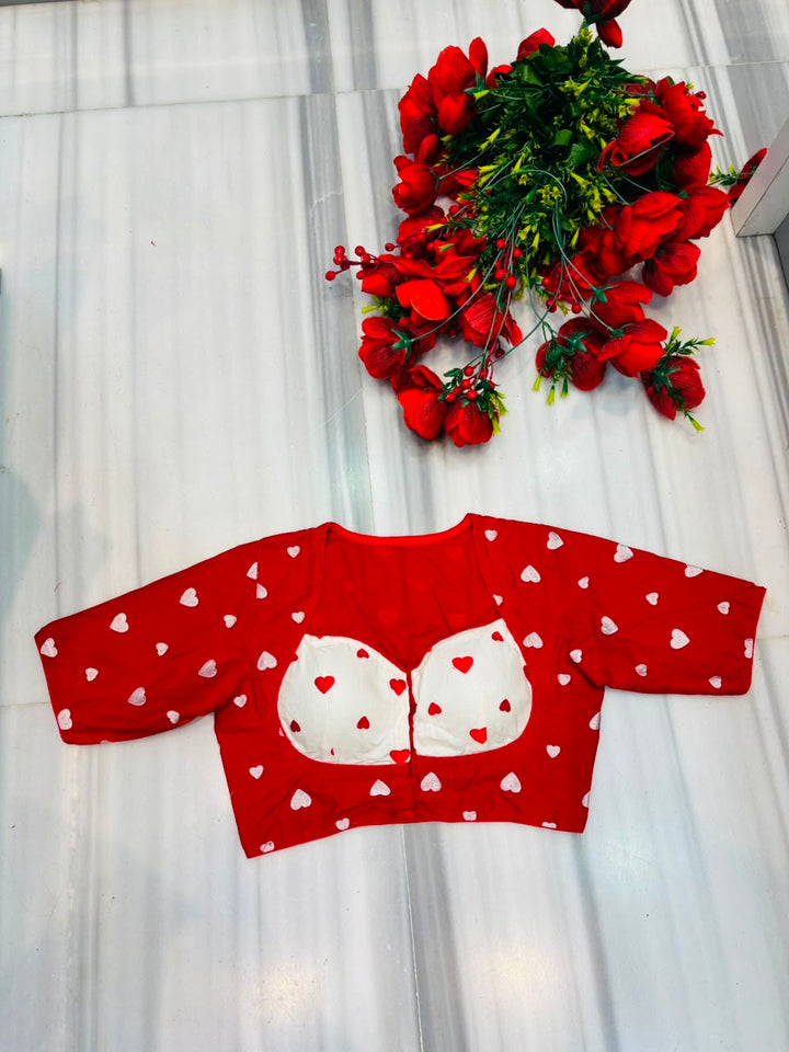 Secret Love Heart Embroidery Designer Blouse