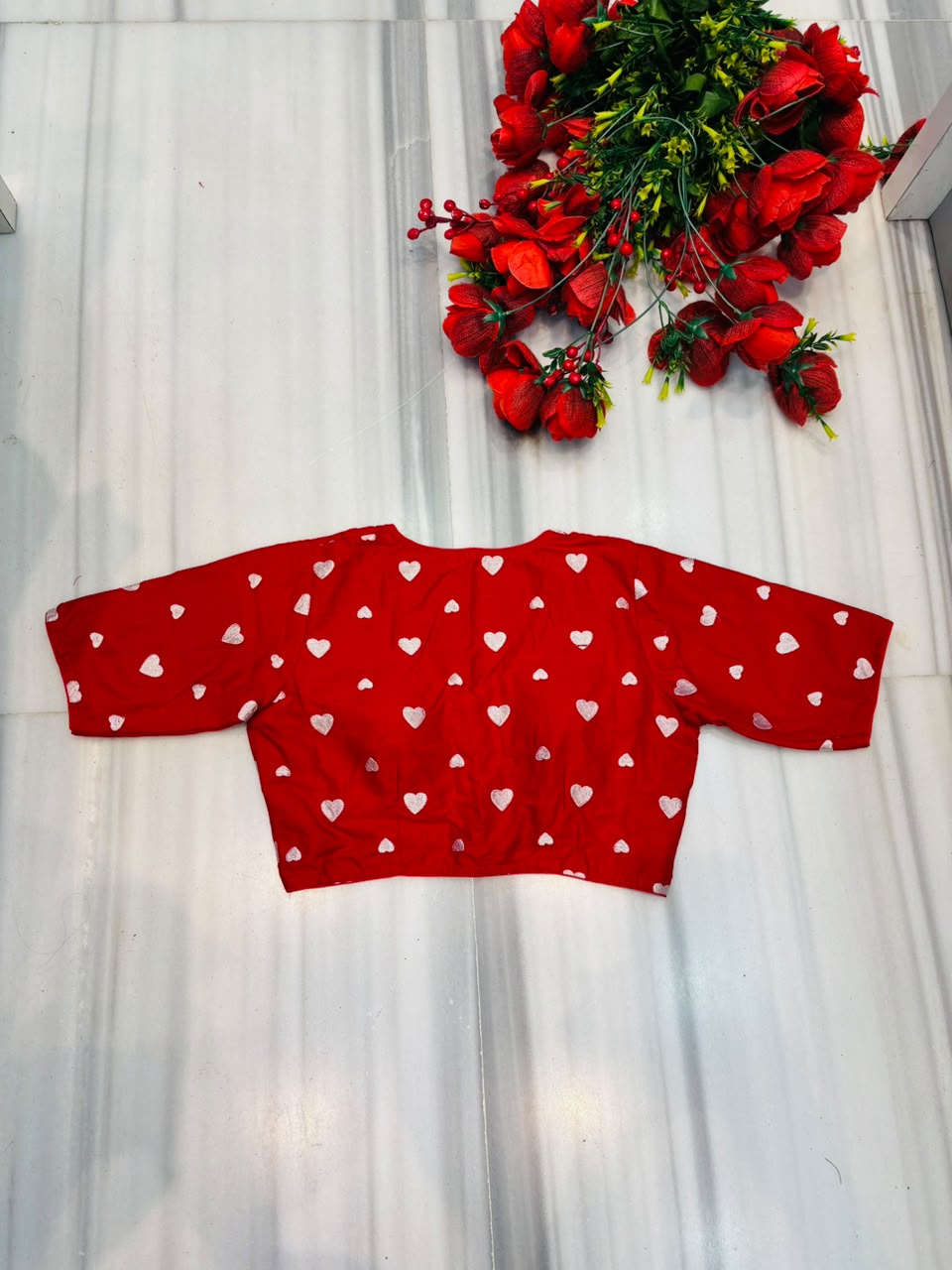 Secret Love Heart Embroidery Designer Blouse