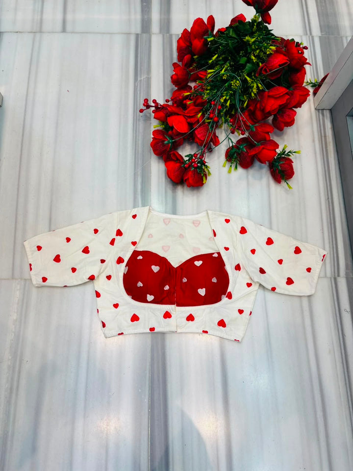 Secret Love Heart Embroidery Designer Blouse