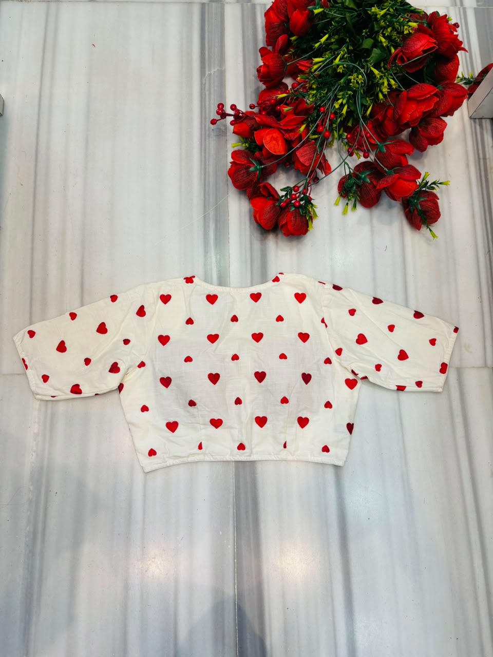 Secret Love Heart Embroidery Designer Blouse