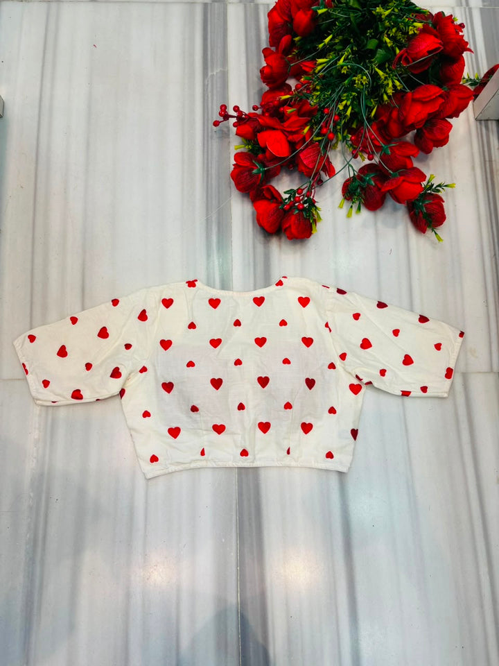 Secret Love Heart Embroidery Designer Blouse