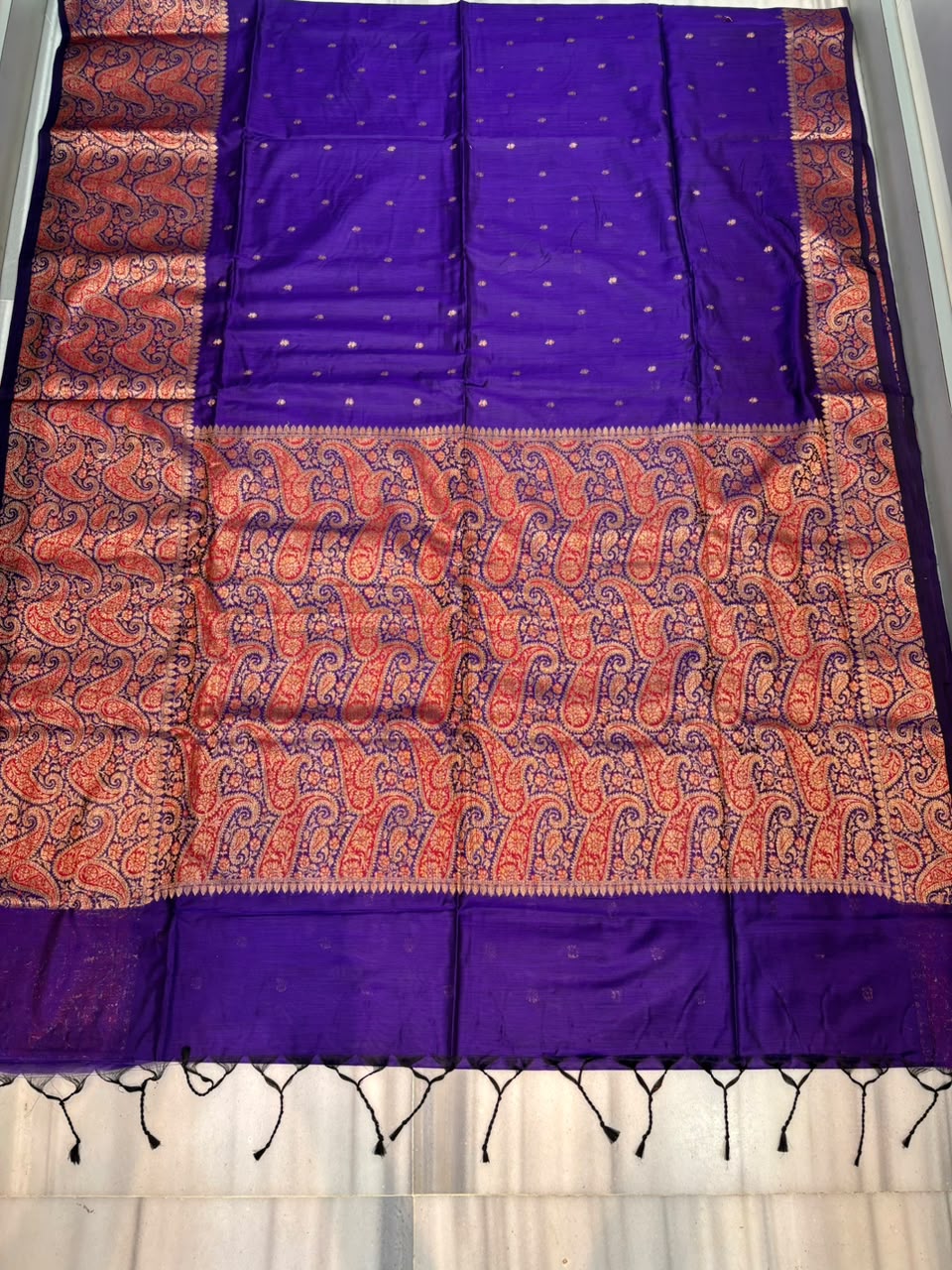 The Sovereign Scarlet Banarasi Semi Katan Silk Saree