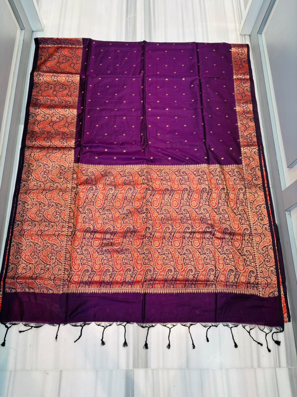 The Sovereign Scarlet Banarasi Semi Katan Silk Saree
