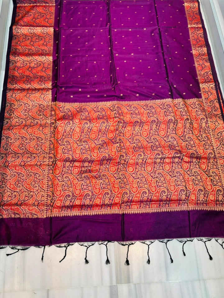 The Sovereign Scarlet Banarasi Semi Katan Silk Saree