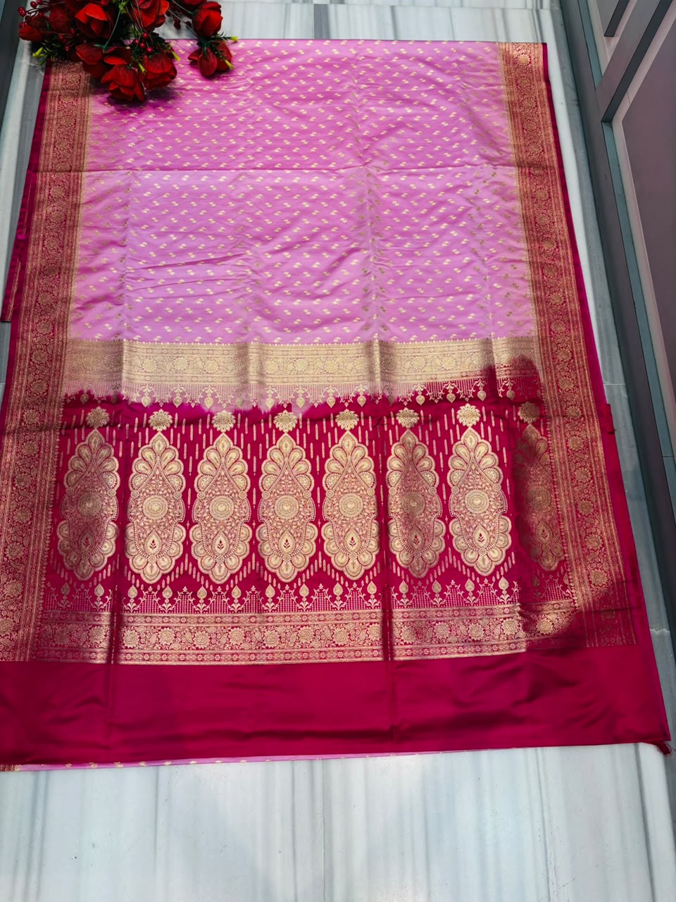 A Royal Duet - Semi Katan Banarasi Saree